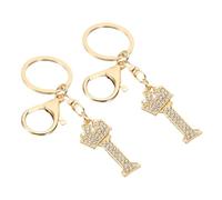 PATIKIL Initial Letter Keychain, 2 Pcs Letter I Crown Design Charm with Crystal Diamonds Decorative Alphabet Pendants for Bag Backpack DIY Craft, Gold Tone