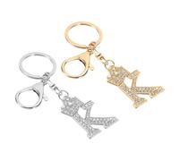 PATIKIL Initial Letter Keychain, 2 Pcs Letter K Crown Design Charm with Crystal Diamonds Decorative Alphabet Pendants for Bag Backpack DIY Craft, Gold/Silver