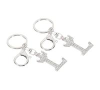 PATIKIL Initial Letter Keychain, 2 Pcs Letter L Crown Design Charm with Crystal Diamonds Decorative Alphabet Pendants for Bag Backpack DIY Craft, Silver Tone