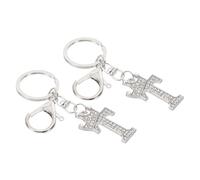 PATIKIL Initial Letter Keychain, 2 Pcs Letter T Crown Design Charm with Crystal Diamonds Decorative Alphabet Pendants for Bag Backpack DIY Craft, Silver Tone