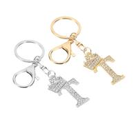 PATIKIL Initial Letter Keychain, 2 Pcs Letter T Crown Design Charm with Crystal Diamonds Decorative Alphabet Pendants for Bag Backpack DIY Craft, Gold/Silver