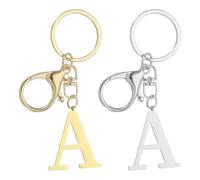 PATIKIL Initial Letter Keychain, 2Pcs Letter A-Z Keychain for Women Alphabet A Pendant for Key Handbag Purse Bag, Gold/Silver