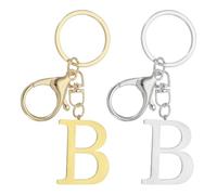 PATIKIL Initial Letter Keychain, 2Pcs Letter A-Z Keychain for Women Alphabet B Pendant for Key Handbag Purse Bag, Gold/Silver