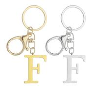 PATIKIL Initial Letter Keychain, 2Pcs Letter A-Z Keychain for Women Alphabet F Pendant for Key Handbag Purse Bag, Gold/Silver