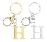 PATIKIL Initial Letter Keychain, 2Pcs Letter A-Z Keychain for Women Alphabet H Pendant for Key Handbag Purse Bag, Gold/Silver