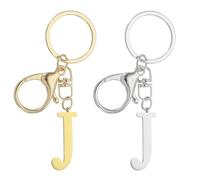PATIKIL Initial Letter Keychain, 2Pcs Letter A-Z Keychain for Women Alphabet J Pendant for Key Handbag Purse Bag, Gold/Silver