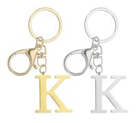 PATIKIL Initial Letter Keychain, 2Pcs Letter A-Z Keychain for Women Alphabet K Pendant for Key Handbag Purse Bag, Gold/Silver