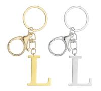 PATIKIL Initial Letter Keychain, 2Pcs Letter A-Z Keychain for Women Alphabet L Pendant for Key Handbag Purse Bag, Gold/Silver