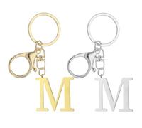 PATIKIL Initial Letter Keychain, 2Pcs Letter A-Z Keychain for Women Alphabet M Pendant for Key Handbag Purse Bag, Gold/Silver