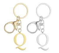 PATIKIL Initial Letter Keychain, 2Pcs Letter A-Z Keychain for Women Alphabet Q Pendant for Key Handbag Purse Bag, Gold/Silver