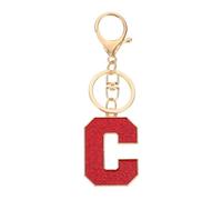 PATIKIL Initial Letter Keychain, A-Z Alphabet Keyring Letter C Metal Key Chain for Women or Girls Keys Purse Handbags Backpacks Bags, Red