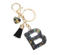 PATIKIL Initial Letter Keychain, Cute Letter-B Keychains Women Sparkly Bling Love Tassel Floral Charm Key Chain for Bag Backpack Purse Car Keys Accessories, Black