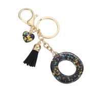 PATIKIL Initial Letter Keychain, Cute Letter-O Keychains Women Sparkly Bling Love Tassel Floral Charm Key Chain for Bag Backpack Purse Car Keys Accessories, Black
