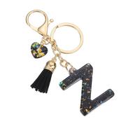 PATIKIL Initial Letter Keychain, Cute Letter-Z Keychains Women Sparkly Bling Love Tassel Floral Charm Key Chain for Bag Backpack Purse Car Keys Accessories, Black