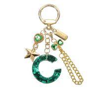 PATIKIL Initial Letter Keychain for Women, Cute Letter Keychains Bling Heart Butterfly Star Chain Charm for Bag Backpack Purse Car Keys Cup Accessories, Green (C)