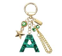 PATIKIL Initial Letter Keychain for Women, Cute Letter Keychains Bling Heart Butterfly Star Chain Charm for Bag Backpack Purse Car Keys Cup Accessories, Green (A)