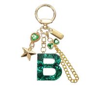 PATIKIL Initial Letter Keychain for Women, Cute Letter Keychains Bling Heart Butterfly Star Chain Charm for Bag Backpack Purse Car Keys Cup Accessories, Green (B)