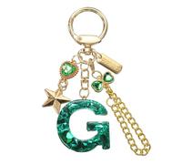 PATIKIL Initial Letter Keychain for Women, Cute Letter Keychains Bling Heart Butterfly Star Chain Charm for Bag Backpack Purse Car Keys Cup Accessories, Green (G)