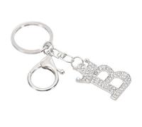 PATIKIL Initial Letter Keychain, Letter B Crown Design Charm with Crystal Diamonds Decorative Alphabet Pendants for Bag Backpack DIY Craft, Silver Tone