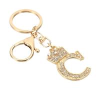 PATIKIL Initial Letter Keychain, Letter C Crown Design Charm with Crystal Diamonds Decorative Alphabet Pendants for Bag Backpack DIY Craft, Gold Tone