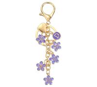 PATIKIL Initial Letter Keychain, Letter-D Keychains Cute Flower Women Bling Love You Heart Key Chain for Bag Backpack Purse Car Keys Cup Accessories, Purple