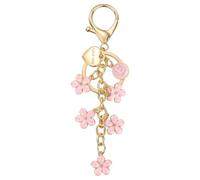 PATIKIL Initial Letter Keychain, Letter-E Keychains Cute Flower Women Bling Love You Heart Key Chain for Bag Backpack Purse Car Keys Cup Accessories, Pink