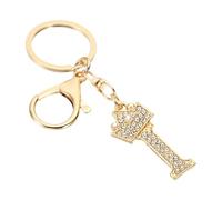 PATIKIL Initial Letter Keychain, Letter I Crown Design Charm with Crystal Diamonds Decorative Alphabet Pendants for Bag Backpack DIY Craft, Gold Tone
