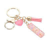 PATIKIL Initial Letter Keychain, Letter I Heart Design Charm with Tassels Decorative Alphabet Pendants for Bag Backpack DIY Craft, Pink