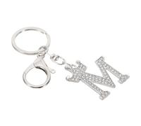 PATIKIL Initial Letter Keychain, Letter M Crown Design Charm with Crystal Diamonds Decorative Alphabet Pendants for Bag Backpack DIY Craft, Silver Tone