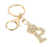 PATIKIL Initial Letter Keychain, Letter P Crown Design Charm with Crystal Diamonds Decorative Alphabet Pendants for Bag Backpack DIY Craft, Gold Tone
