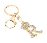 PATIKIL Initial Letter Keychain, Letter R Crown Design Charm with Crystal Diamonds Decorative Alphabet Pendants for Bag Backpack DIY Craft, Gold Tone
