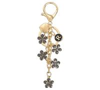 PATIKIL Initial Letter Keychain, Letter-R Keychains Cute Flower Women Bling Love You Heart Key Chain for Bag Backpack Purse Car Keys Cup Accessories, Black