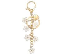 PATIKIL Initial Letter Keychain, Letter-S Keychains Cute Flower Women Bling Love You Heart Key Chain for Bag Backpack Purse Car Keys Cup Accessories, White