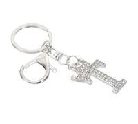 PATIKIL Initial Letter Keychain, Letter T Crown Design Charm with Crystal Diamonds Decorative Alphabet Pendants for Bag Backpack DIY Craft, Silver Tone
