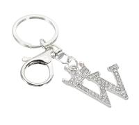 PATIKIL Initial Letter Keychain, Letter W Crown Design Charm with Crystal Diamonds Decorative Alphabet Pendants for Bag Backpack DIY Craft, Silver Tone
