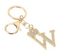 PATIKIL Initial Letter Keychain, Letter W Crown Design Charm with Crystal Diamonds Decorative Alphabet Pendants for Bag Backpack DIY Craft, Gold Tone