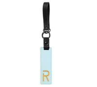 PATIKIL Initial Letter Keychain, PU Leather Key Fob Cute Alphabet Keychain for Bag Backpack Handbag Purse Car Keys, Sky Blue (Letter R)