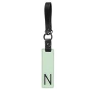 PATIKIL Initial Letter Keychain, PU Leather Key Fob Cute Alphabet Keychain for Bag Backpack Handbag Purse Car Keys, Pale Green (Letter N)