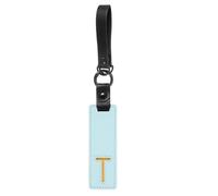 PATIKIL Initial Letter Keychain, PU Leather Key Fob Cute Alphabet Keychain for Bag Backpack Handbag Purse Car Keys, Sky Blue (Letter T)