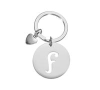 PATIKIL Initial Letter Keychain, Stainless Steel Disc Letter A-Z Charm Keychain Cute Metal Heart Alphabet Keyring for Keys Handbag Purse Backpack, Silver (F)