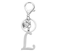 PATIKIL Initial Letter L Keychain, Stainless Steel Heart Alphabet Key Ring DIY Pendant Keychain for Women Bag Charm Purse Gift Handbag Backpack, Silver