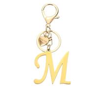 PATIKIL Initial Letter M Keychain, Stainless Steel Heart Alphabet Key Ring DIY Pendant Keychain for Women Bag Charm Purse Gift Handbag Backpack, Gold