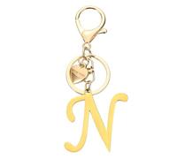 PATIKIL Initial Letter N Keychain, Stainless Steel Heart Alphabet Key Ring DIY Pendant Keychain for Women Bag Charm Purse Gift Handbag Backpack, Gold