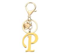PATIKIL Initial Letter P Keychain, Stainless Steel Heart Alphabet Key Ring DIY Pendant Keychain for Women Bag Charm Purse Gift Handbag Backpack, Gold