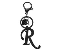 PATIKIL Initial Letter R Keychain, Stainless Steel Heart Alphabet Key Ring DIY Pendant Keychain for Women Bag Charm Purse Gift Handbag Backpack, Black