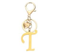 PATIKIL Initial Letter T Keychain, Stainless Steel Heart Alphabet Key Ring DIY Pendant Keychain for Women Bag Charm Purse Gift Handbag Backpack, Gold