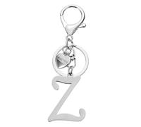 PATIKIL Initial Letter Z Keychain, Stainless Steel Heart Alphabet Key Ring DIY Pendant Keychain for Women Bag Charm Purse Gift Handbag Backpack, Silver