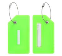 PATIKIL Initial Luggage Tags, 2 Pcs Silicone Suitcase Tag Identifier ID Card Holder Unique Luggage Name Tags with Stainless Steel Loop, Letter I, Green
