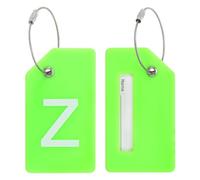 PATIKIL Initial Luggage Tags, 2 Pcs Silicone Suitcase Tag Identifier ID Card Holder Unique Luggage Name Tags with Stainless Steel Loop, Letter Z, Green
