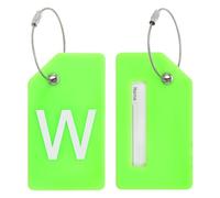 PATIKIL Initial Luggage Tags, 2 Pcs Silicone Suitcase Tag Identifier ID Card Holder Unique Luggage Name Tags with Stainless Steel Loop, Letter W, Green